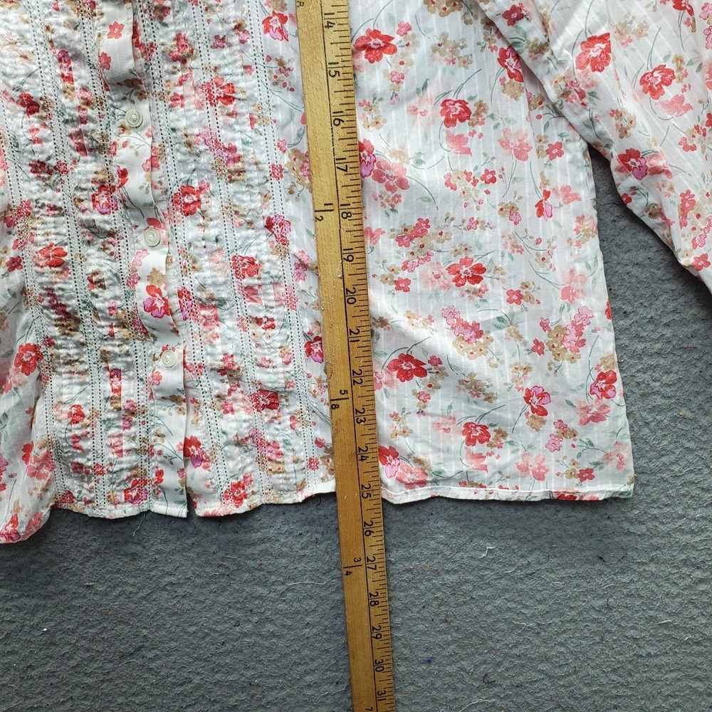 Talbots Shirt Top Womens Large Multi Swirl Ditsy Floral Long Sleeve Button Front - Picture 3 of 9